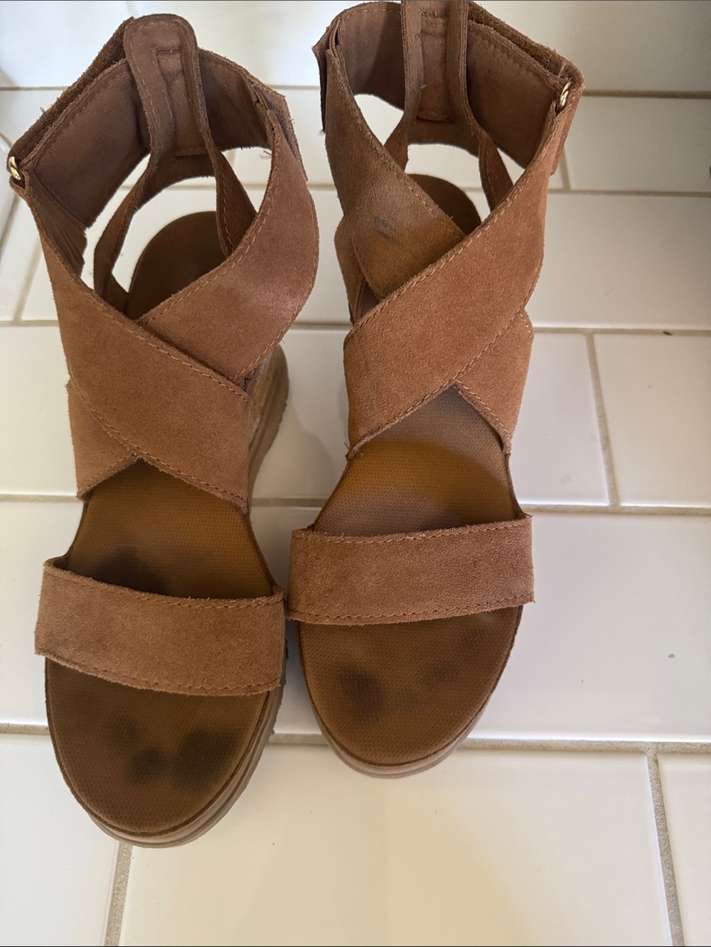 Ugg Women's Suede Crisscross Ankle Strap Sandals - Brown